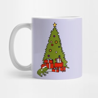 Santa Hat on Frog and Christmas Tree Mug